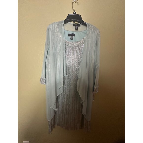 NWT R&M Richards Women's Lustrous Grace Jacket Dress Set, Seafoam sz 16 - Picture 2 of 5